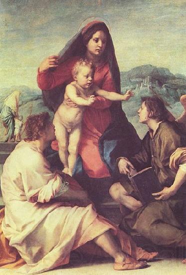 Andrea del Sarto Madonna mit Heiligen und einem Engel Norge oil painting art